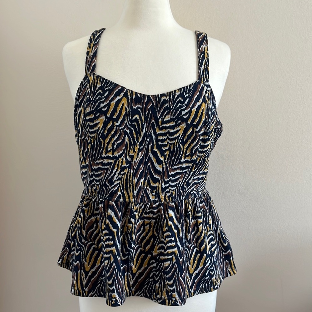 Anthropologie Jaime Zebra Peplum Top Large - image 4